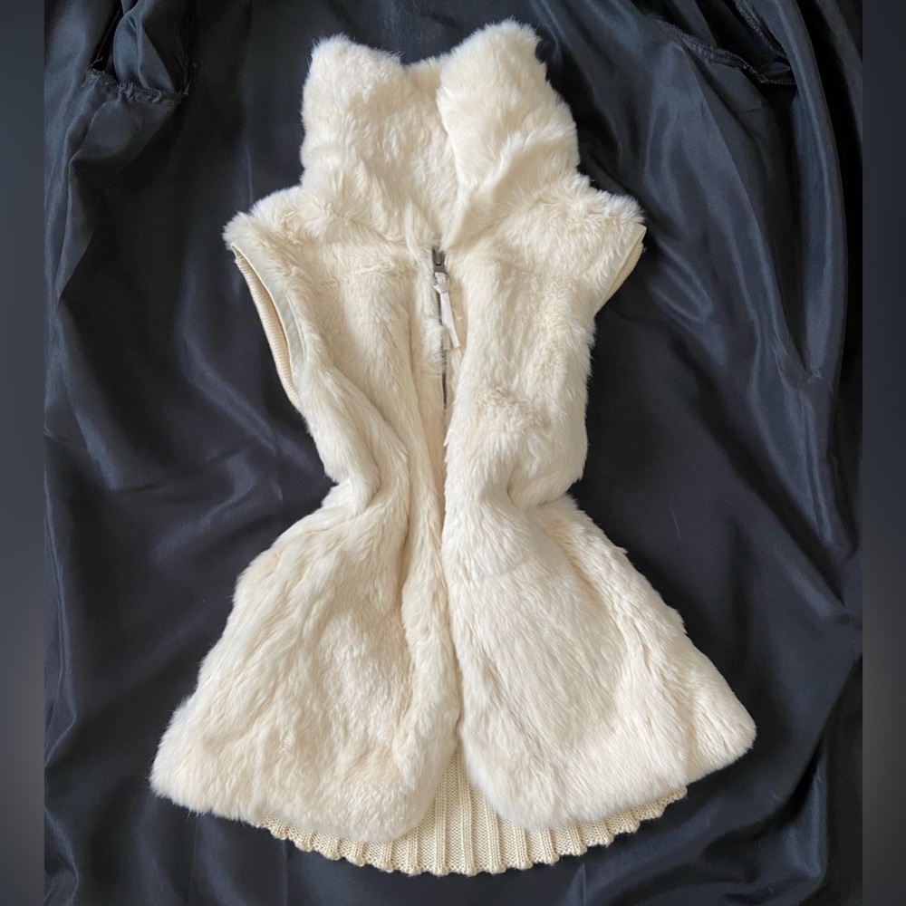 Genuine rabbit fur vest by JUNE Jackets & Coats with real leather lining